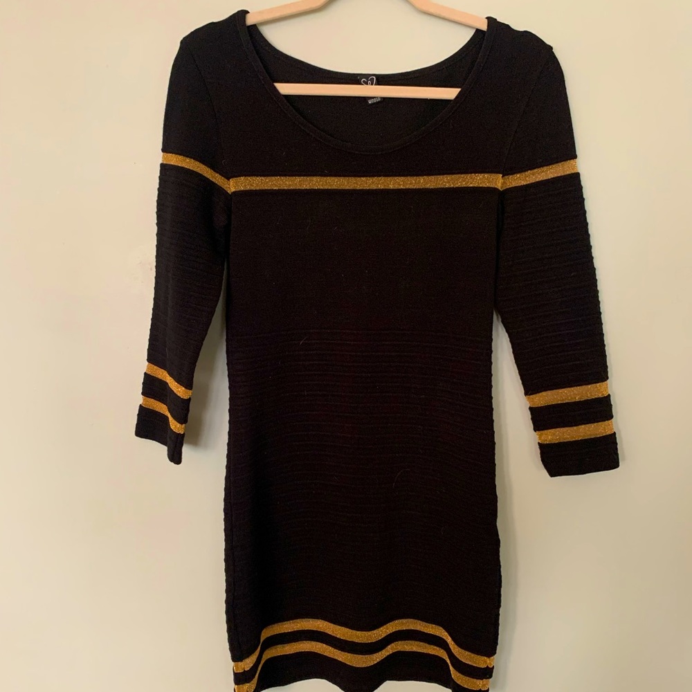 Black Fitted Sweater Dress